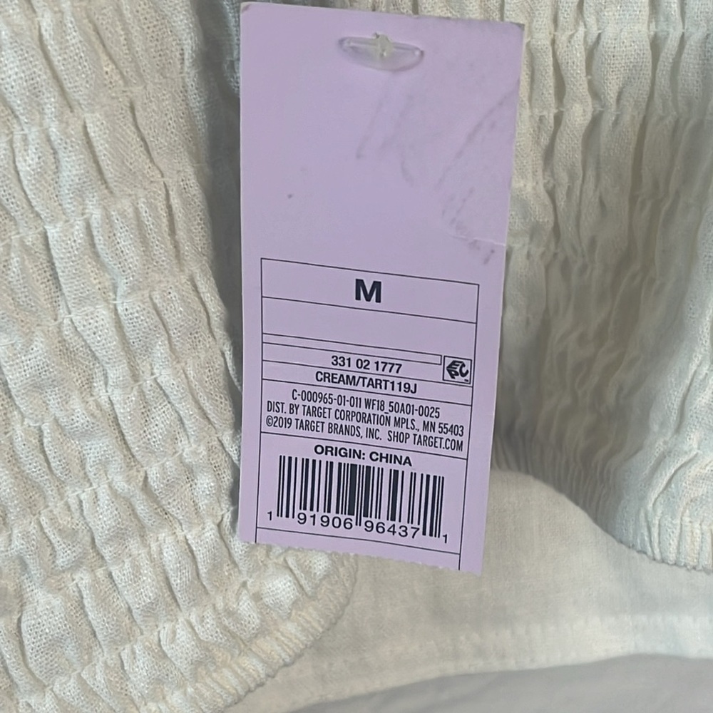 Wild Fable Cream  Buckle Accent Cropped Linen Tank Top Size Medium - Picture 7 of 10